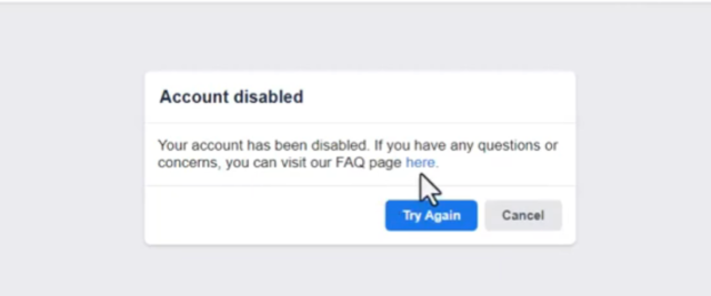 Facebook Account Disabled