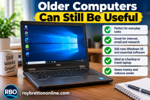 Older Dell Latitude laptop showing how older computers can still be useful